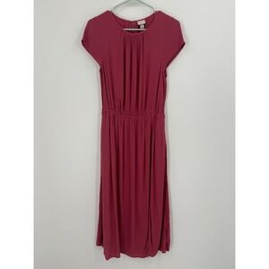 A New Day Womens Dress Size Small Pink Rose Midi‎ Short Sleeve NWT